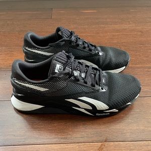 Reebok Nano X3 CrossFit shoes, size 12, white/black.